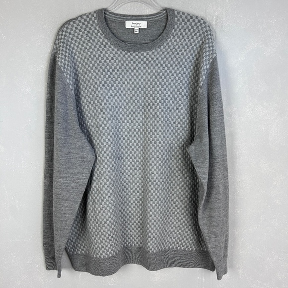 Turnbury Other - Turnbury men’s size XXL crew neck sweater 100% merino wool gray gingham check